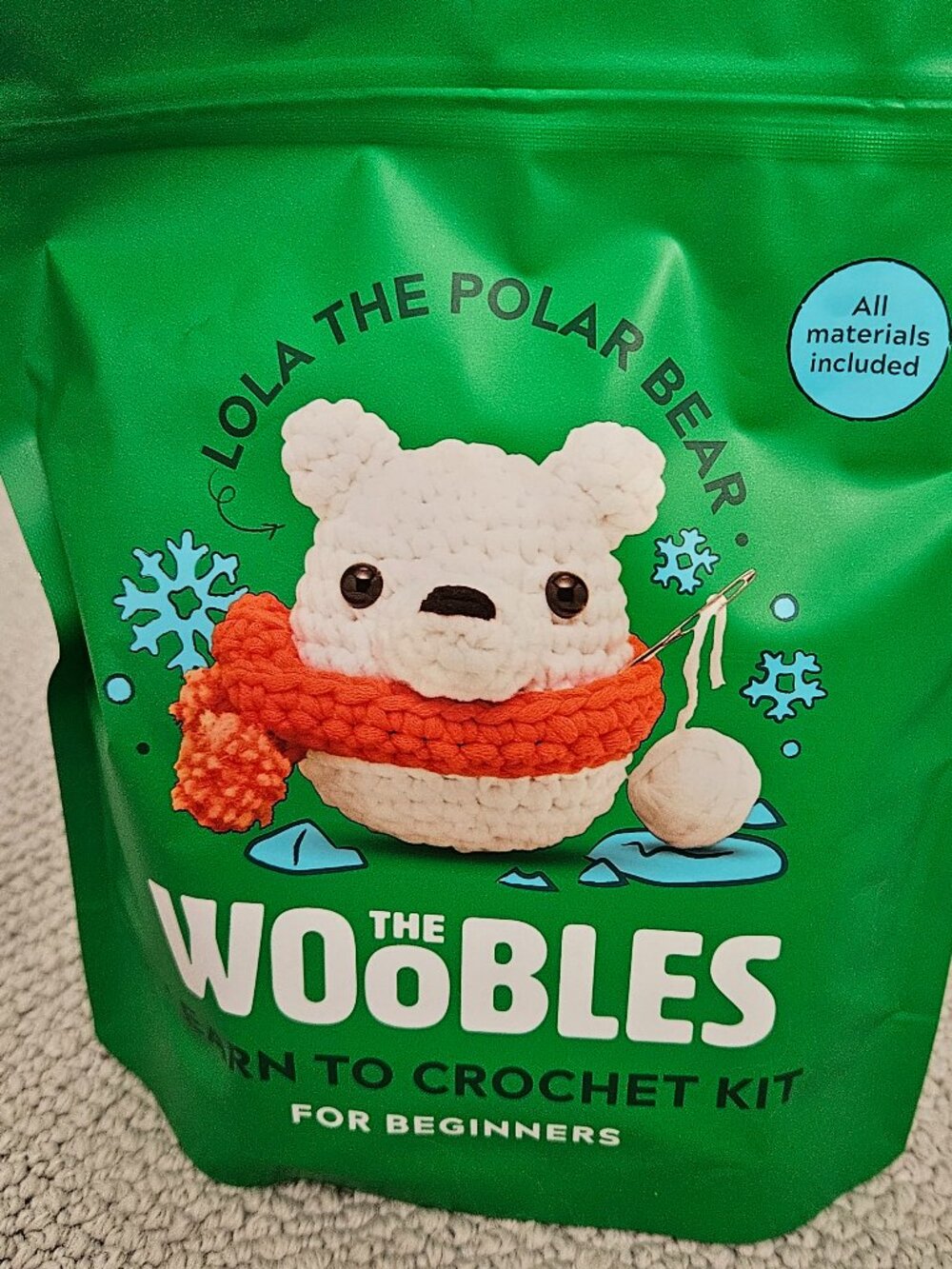 Woobles Beginner Crochet Kit - Lola the Polar Bear